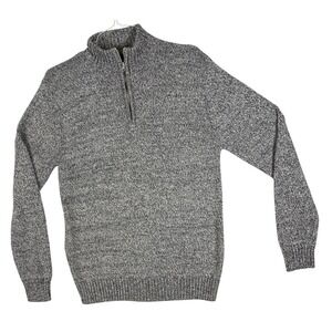Rion P Los Angeles Mens XL Quarter Zip Sweater Marled Grey Cotton Pullover